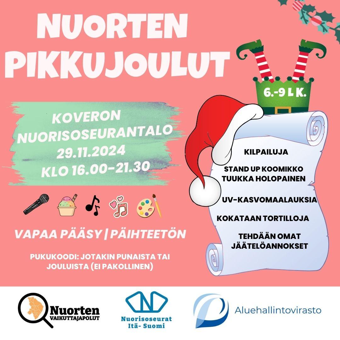 Nuorten suunnittelema Pikkujoulut -tapahtuma Koveron nuorisoseurantalolla 29.11.